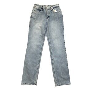 Good American Straight Leg Jeans in Light Wash Blue